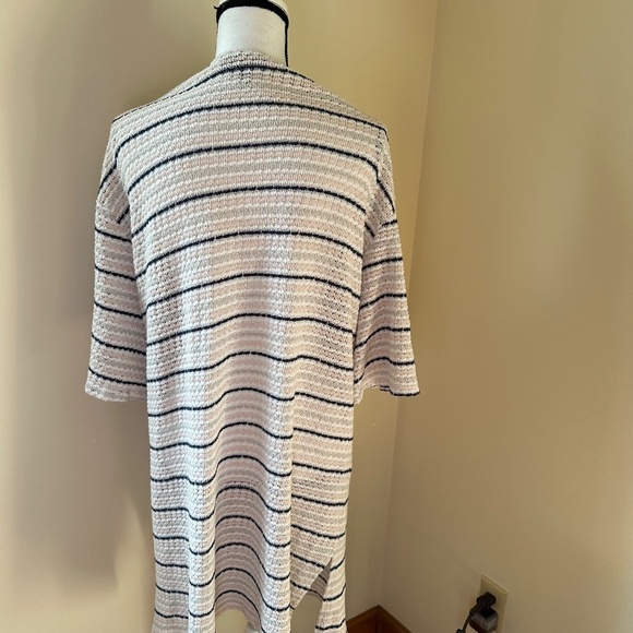 *LANE BRYANT* Ivory x Pink Striped Knitted Fashion Open-Front Cardigan Sweater - Picture 5 of 8